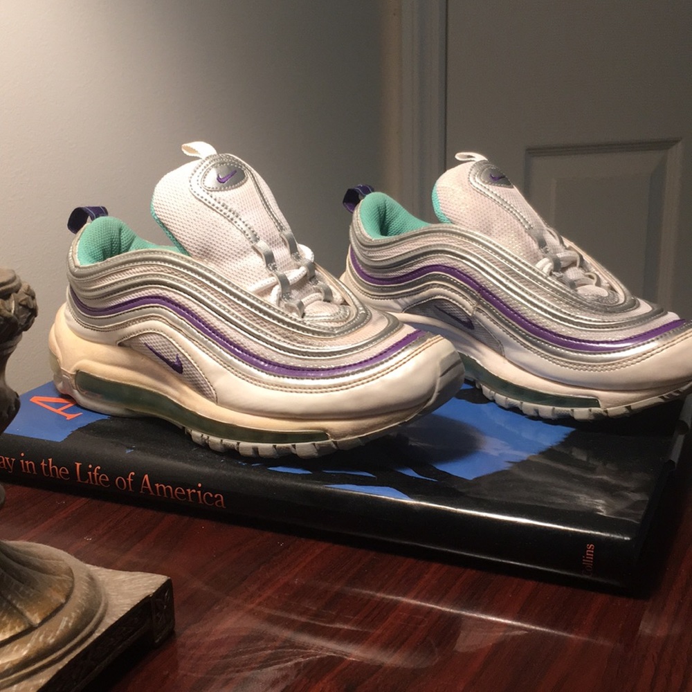 Women’s Nike air max 97 white varsity purple.